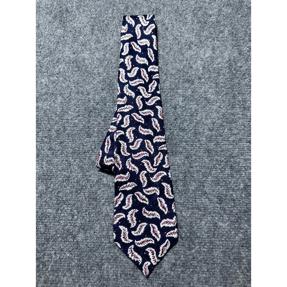 Christian Dior Monsieur Navy Blue Paisley Feather Silk Neck‎ Tie - Picture 6 of 7